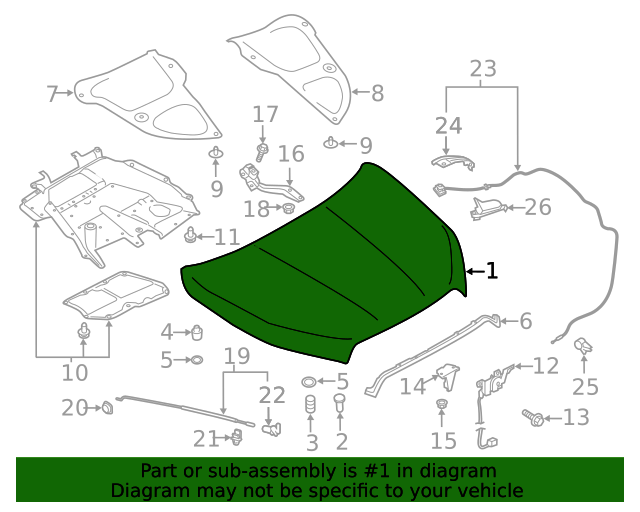 20192022 Subaru Ascent Hood 57229XC00A9P QuirkParts