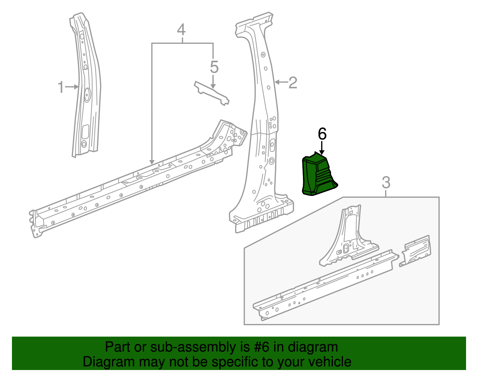 Driver Side Center Pillar Trim Panel Insulator - GM (95383774)