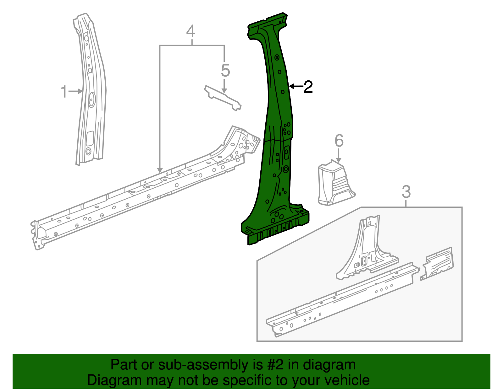 Driver Side Center Pillar Outer Panel Reinforcement - GM (95202811)
