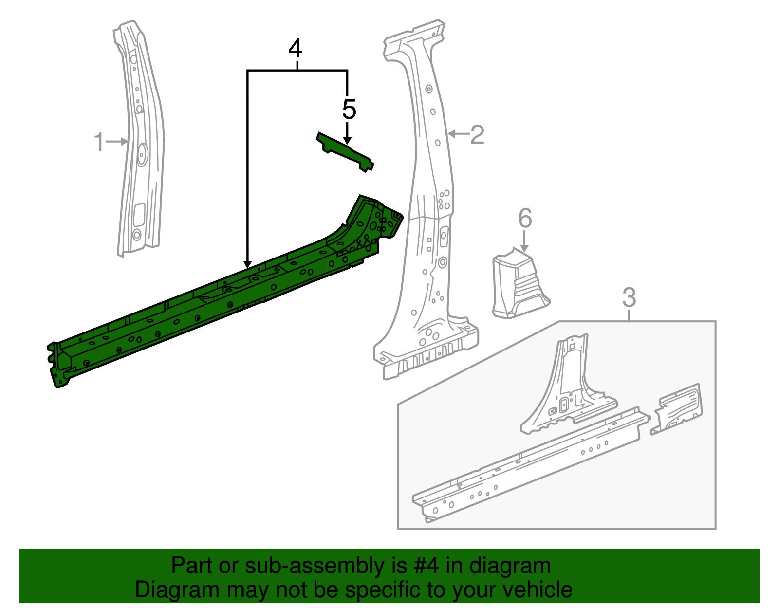95394978 - Driver Side Rocker Outer Panel Reinforcement 2015-2022 GM ...
