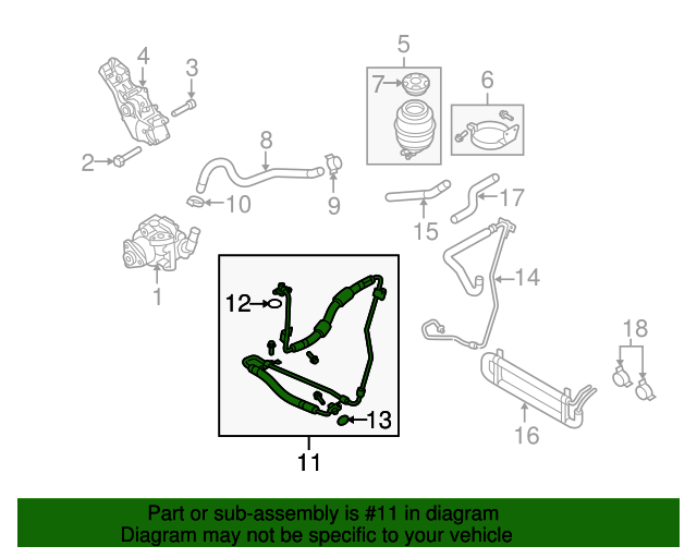 20092012 Audi Power Steering Pressure Hose 8K1422893DP Genuine