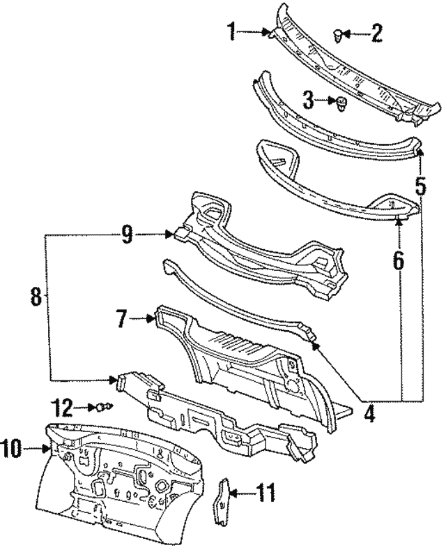 19931998 Mercury Villager Grille Clip 0853341608 QuirkParts