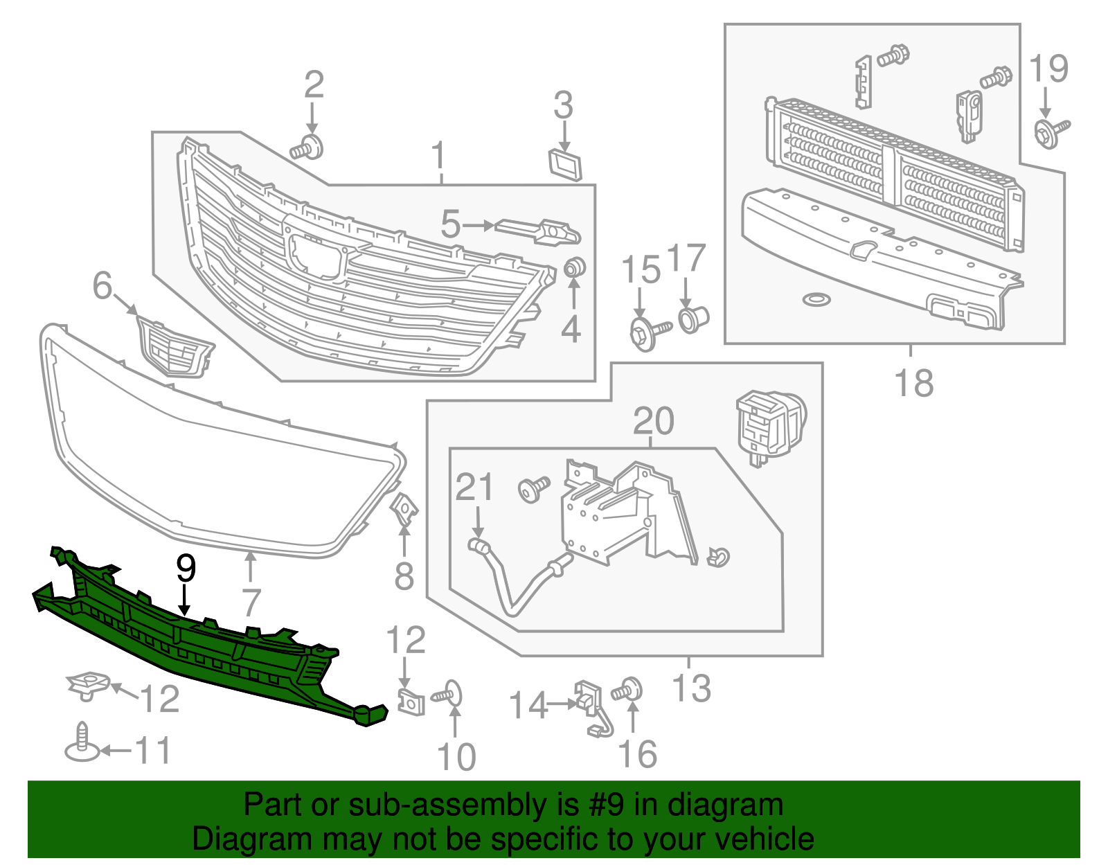 Front Lower Grille - Cadillac (84110465)
