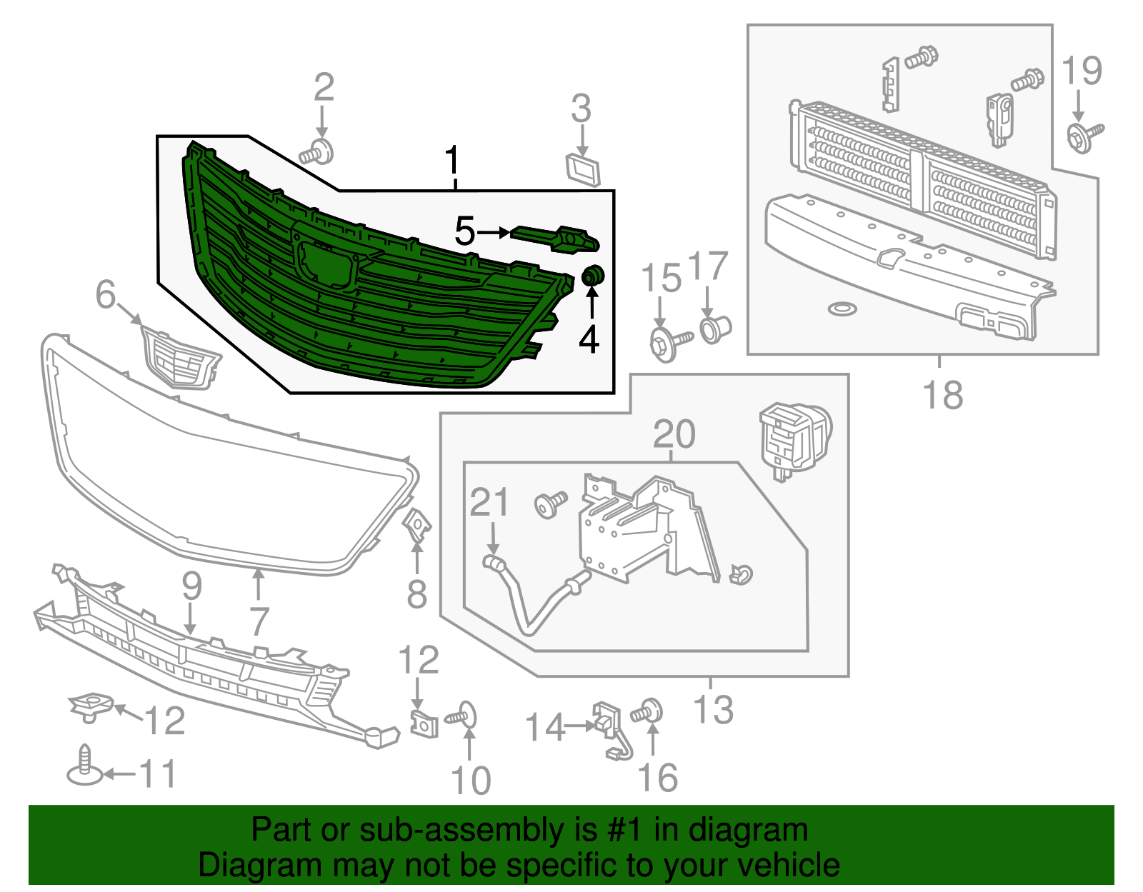 Front Upper Grille - Cadillac (84124487)