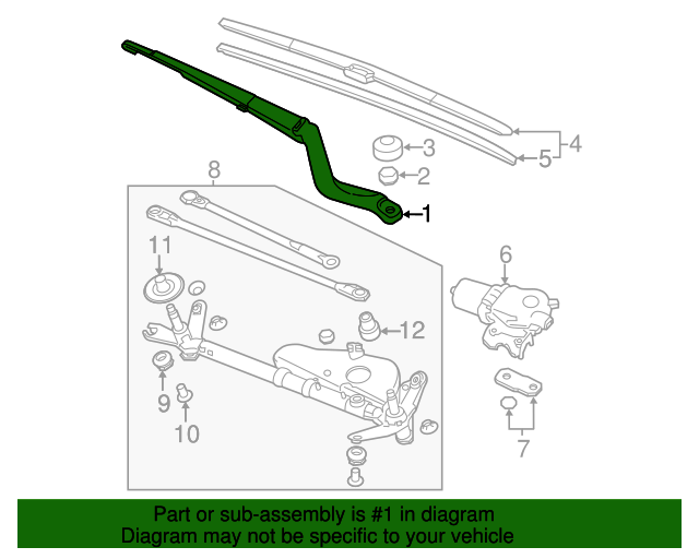 76610T2FA01 Arm, Windshield Wiper (Passenger Side) 20132017 Honda Accord Honda Car