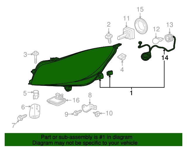 2011 Buick Regal Headlamp Kit Driver's Side (LH) 19371096