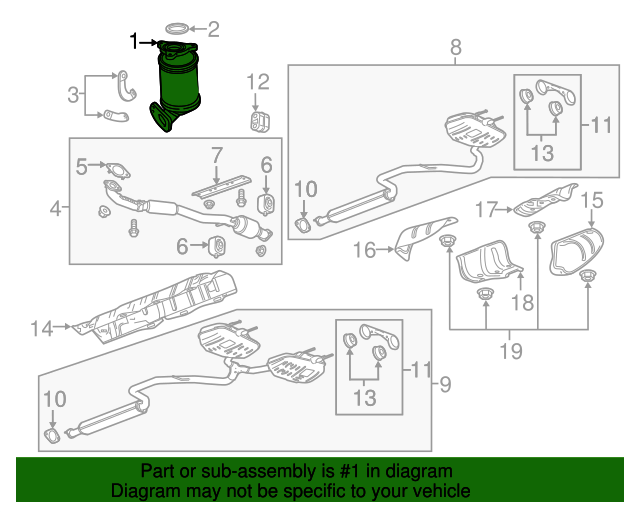 19420234 3-Way Catalytic Converter with Flanges and Studs 2013-2020 GM ...
