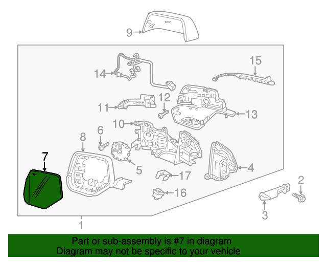 20182019 Chevrolet Traverse Driver Side Door Mirror with Glass and