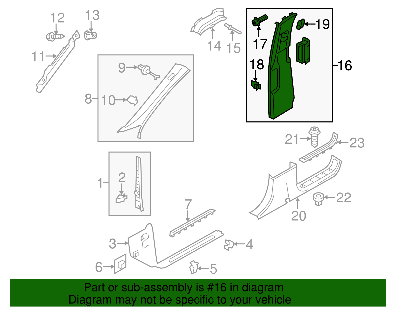 Upper Center Pillar Trim - Volkswagen (7P6-867-239-AJ-W0W)