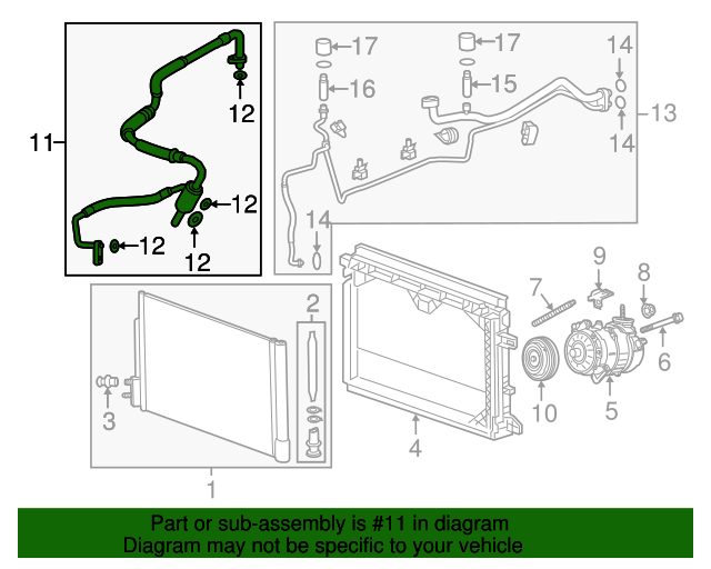 20182020 Buick Air Conditioning Compressor and Condenser Hose Assembly