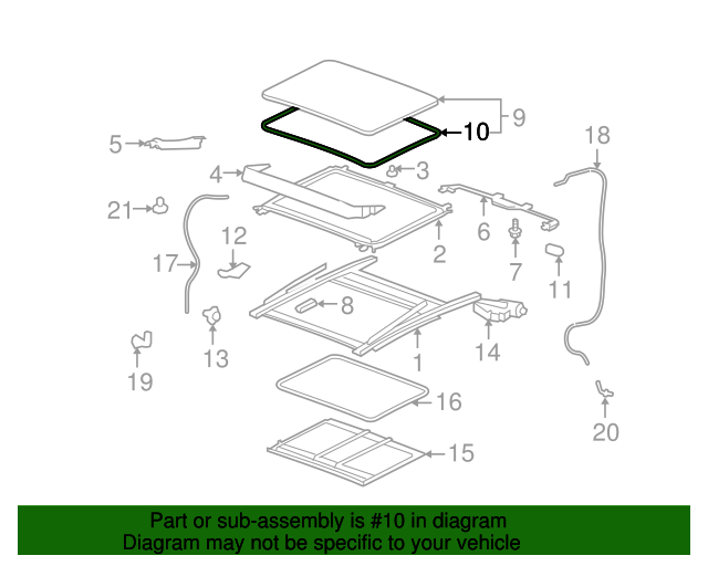 20042016 GM Sunroof Glass Seal 15893292