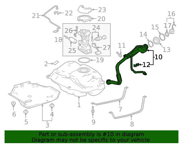 20192023 Toyota Corolla Fuel Filler Neck 7721002650 Toyota Parts Center