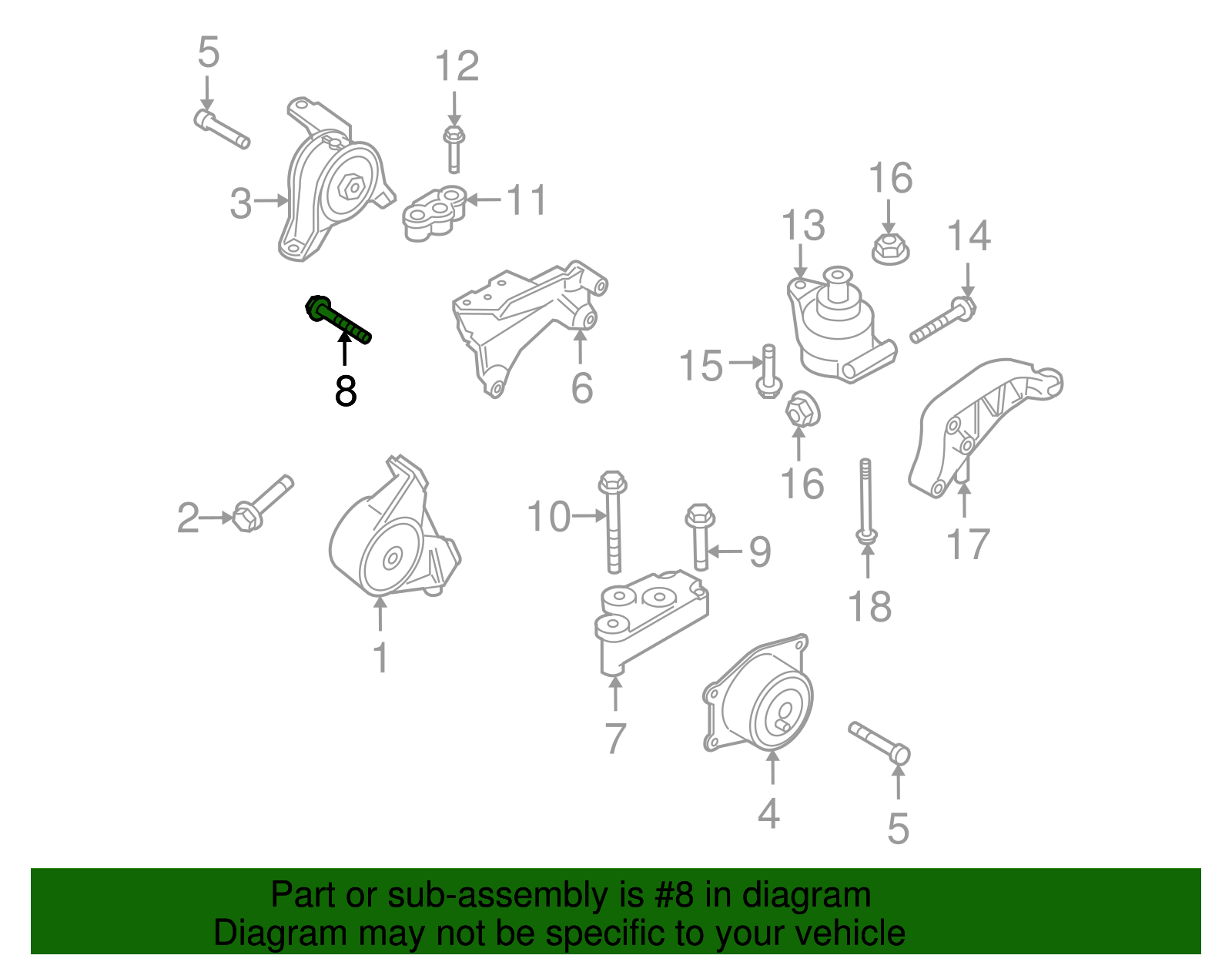 Bolt, Eng Mt Bracket - GM (11103371)