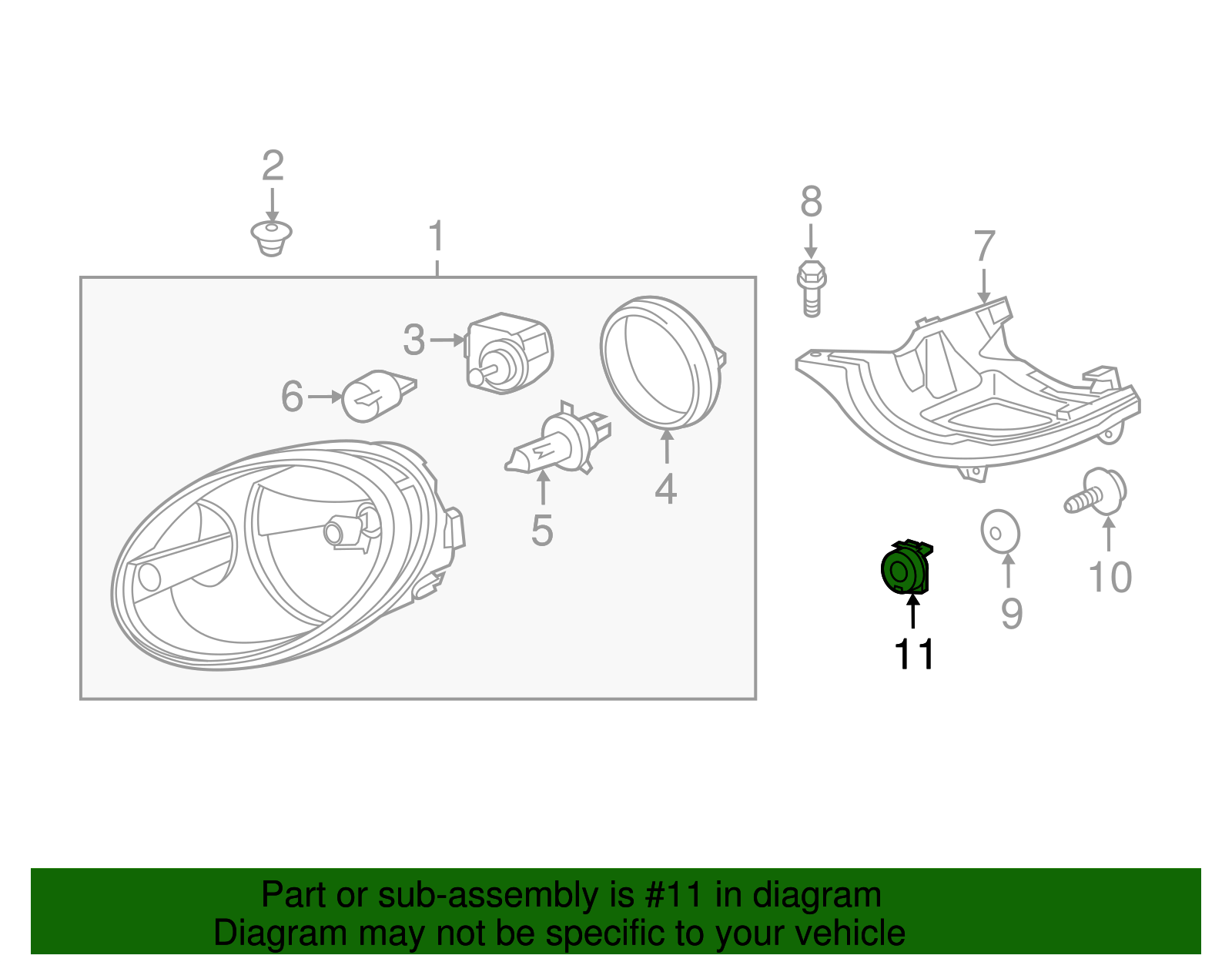 Headlamp Assembly Spacer - Volkswagen (8P7-806-305)