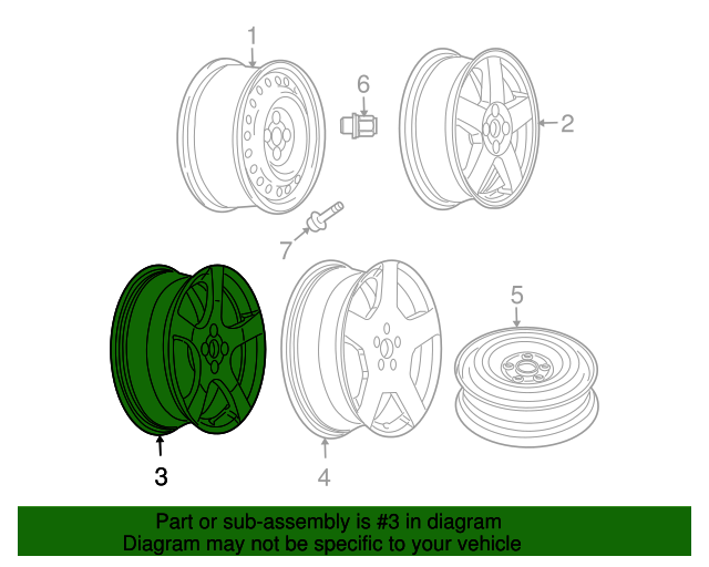 09595090 - 17x7-Inch Aluminum 5-Spoke Wheel 2006-2010 Chevrolet Cobalt ...