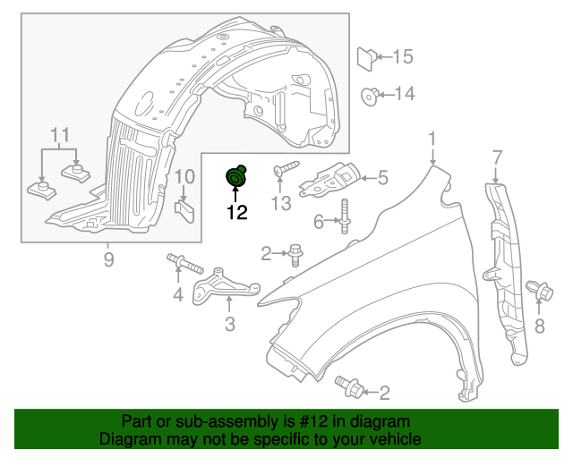 2013-2024 Honda Fender Liner Clip 91512-SX0-003 | hondapartswd