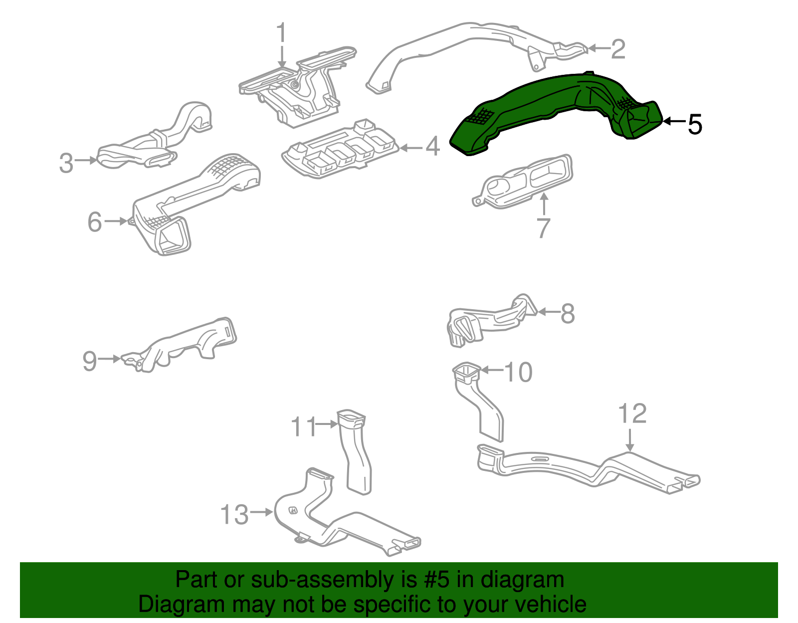 Passenger Side Instrument Panel Outer Air Outlet Duct - GM (84095283)