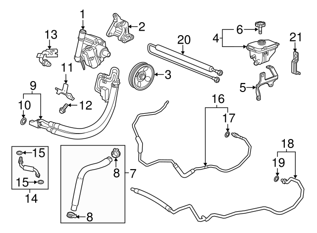 2014-2019 Cadillac XTS Power Steering Gear Inlet Hose 23247519 | QuirkParts