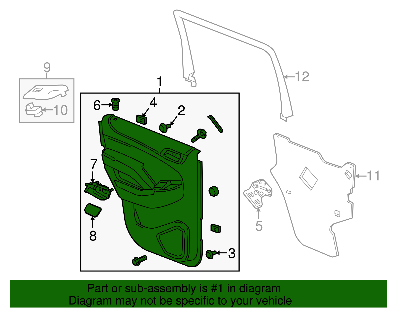 Rear Driver Side Door Interior Trim Panel - GM (84365543)