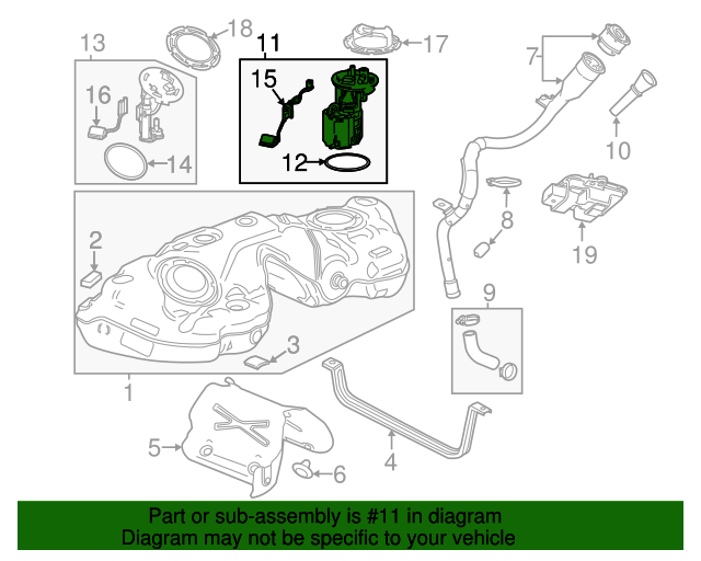 20162019 GM Fuel Tank Fuel Pump Module Kit without Level Sensor, with