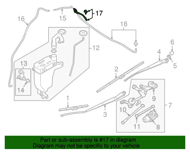 Washer Nozzle 20182019 Nissan Versa Note (289329MF0A) Nissan