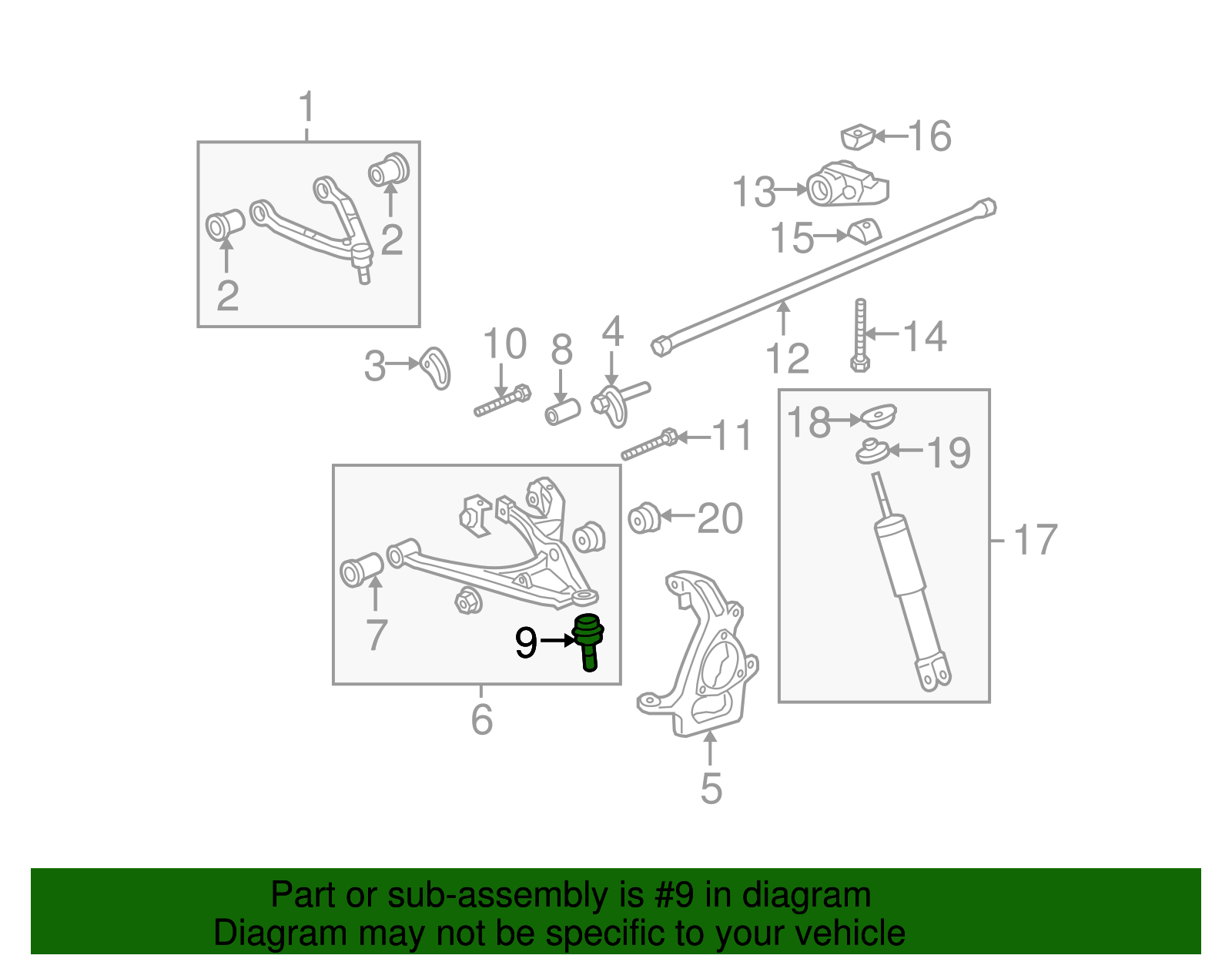 Front Lower Suspension Control Arm Ball Stud Kit - GM (15245579)