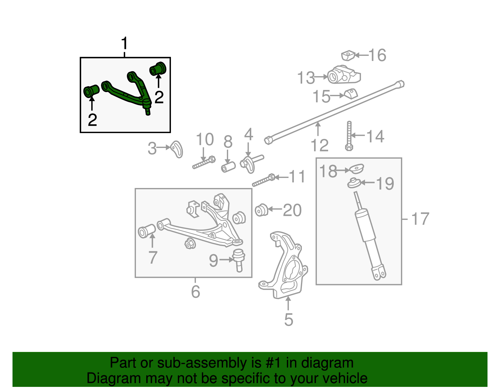 Front Passenger Side Upper Control Arm - GM (19354097)