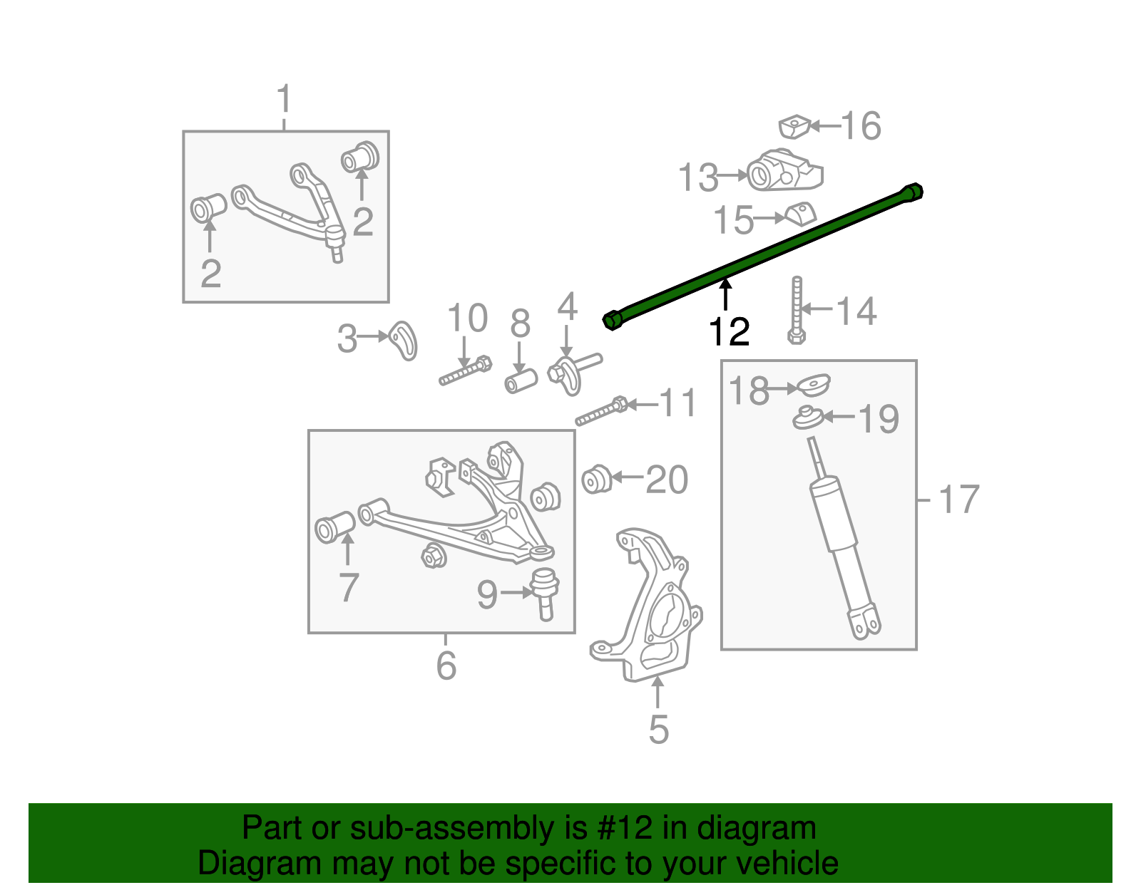 Front Driver Side Torsion Bar - GM (15082981)