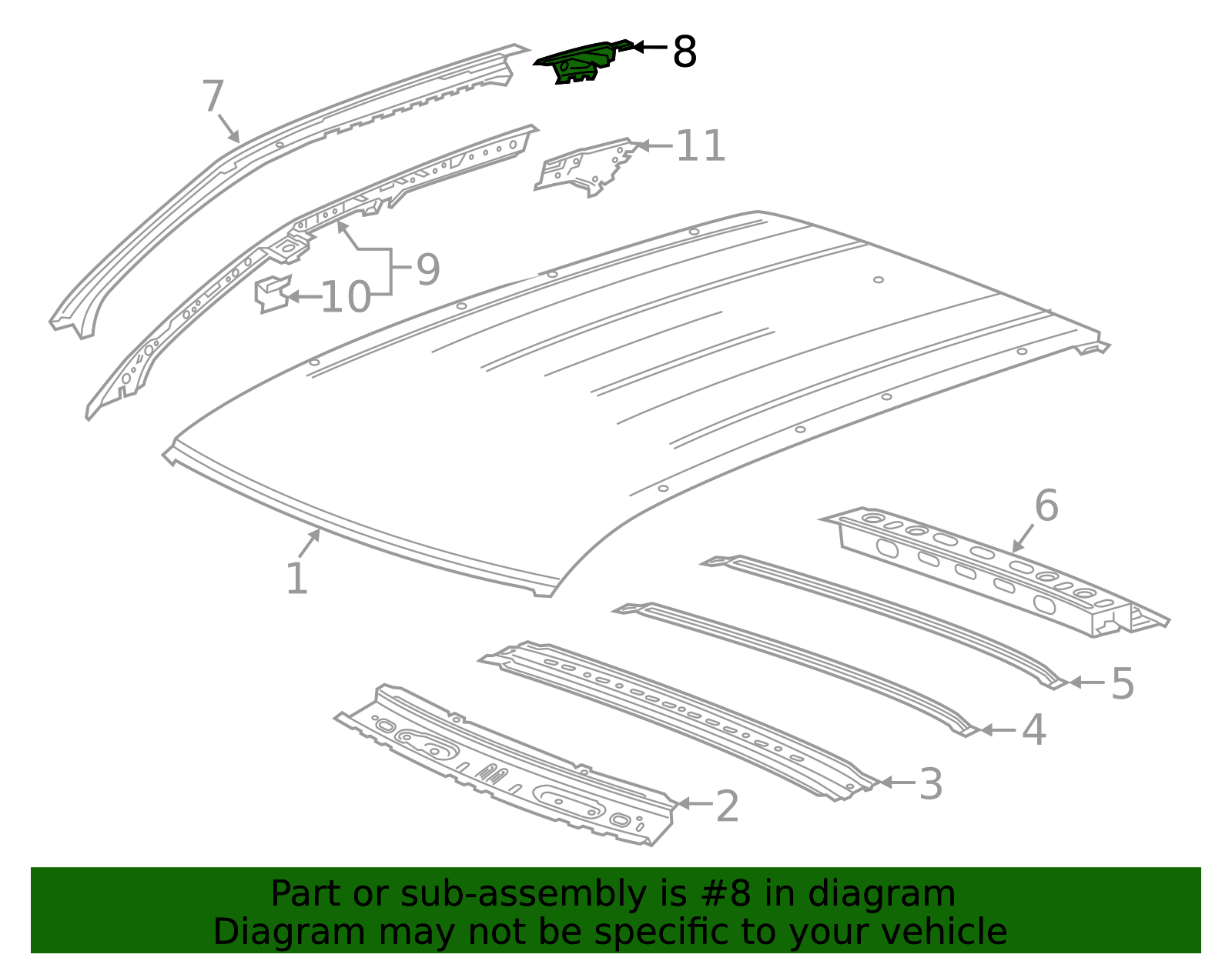 Driver Side Roof Outer Side Rail Extension - GM (84052614)