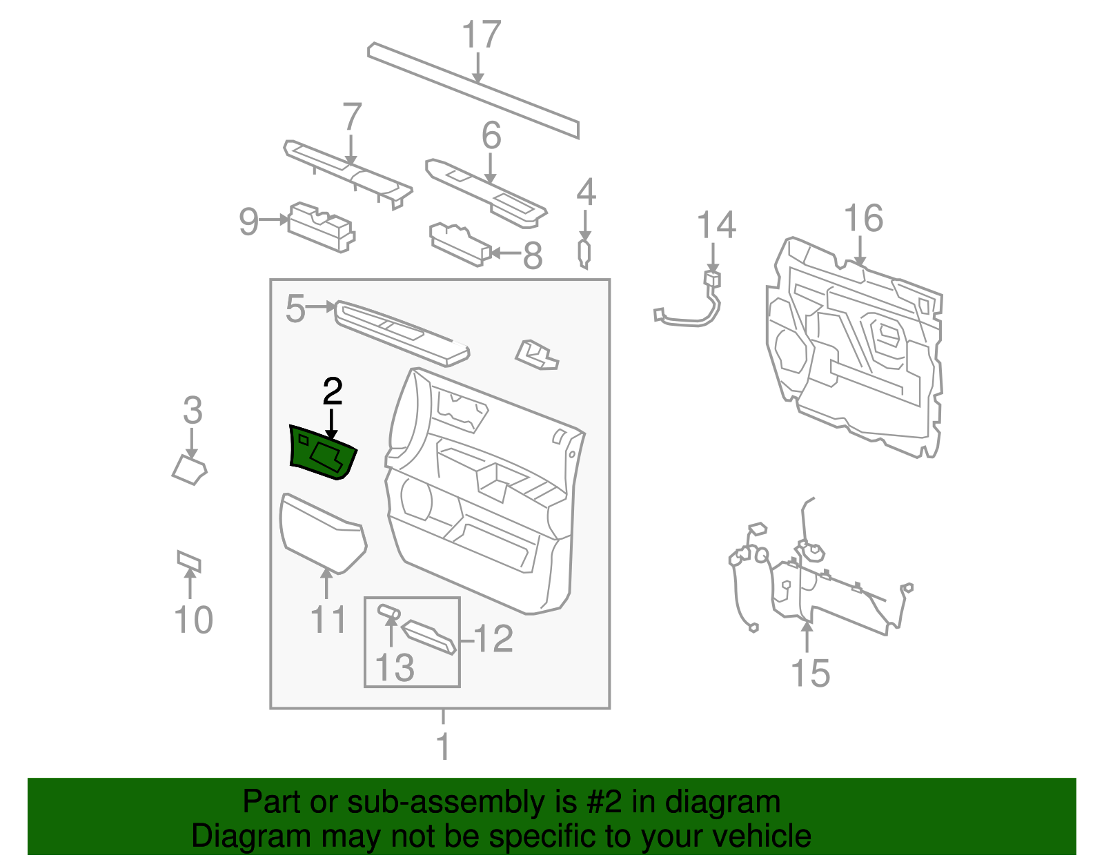 Oil Rubbed Bronze Front Driver Side Interior Door Handle Bezel - GM (25955684)