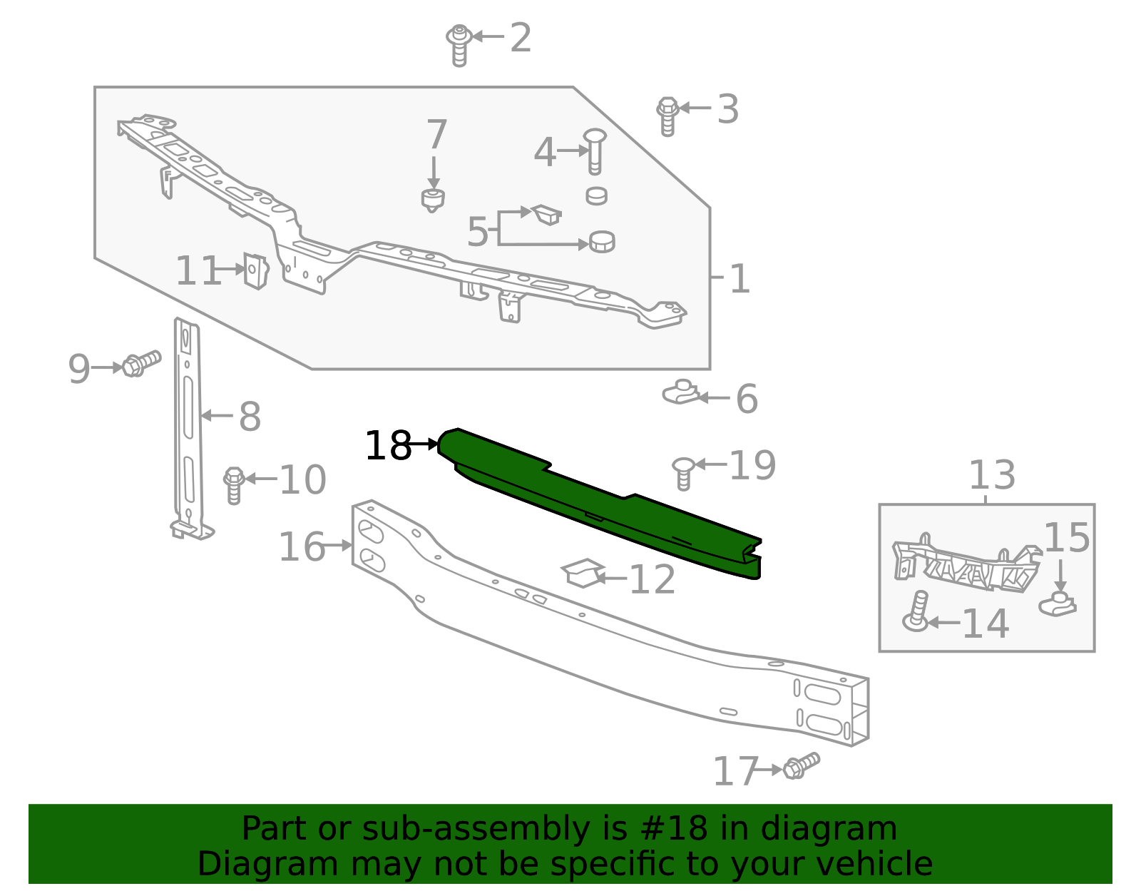 Front Bumper Impact Bar Blackout Cover - Cadillac (84145691)