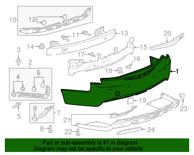 2015-2019 Cadillac ATS Rear Upper Bumper Cover 23169980 | Paradise GM Parts