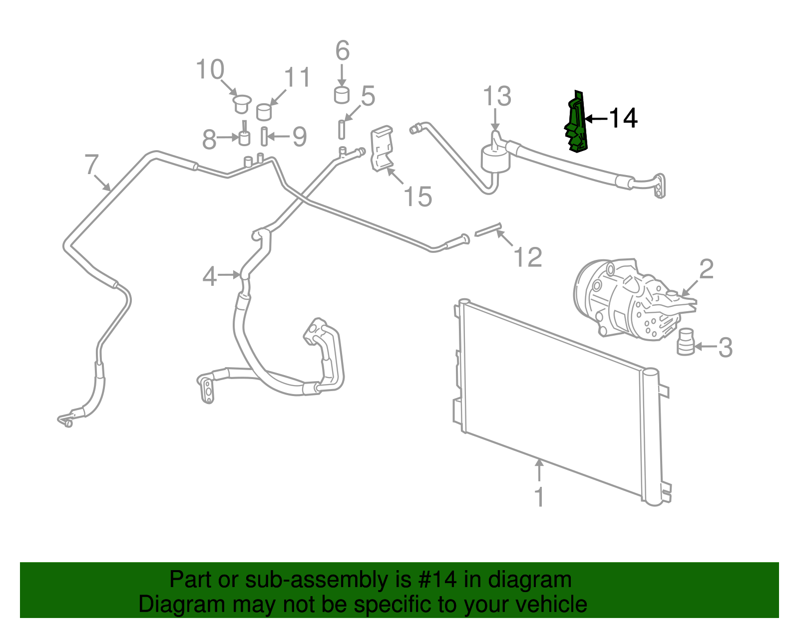 Air Conditioning Compressor and Condenser Hose Connector - GM (10442891)