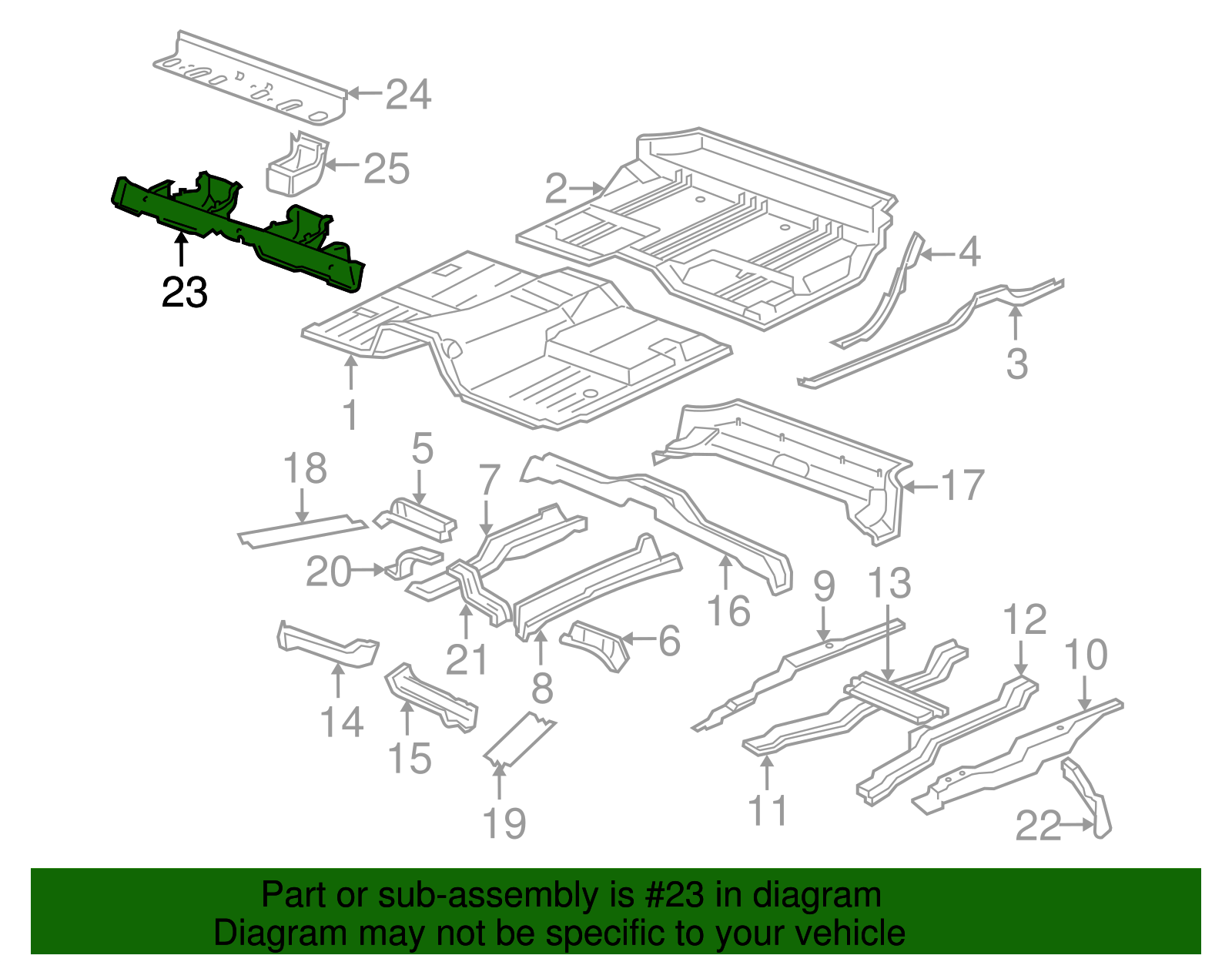 Floor Kick Up Panel with Reinforcement and Deflector - GM (88936986)