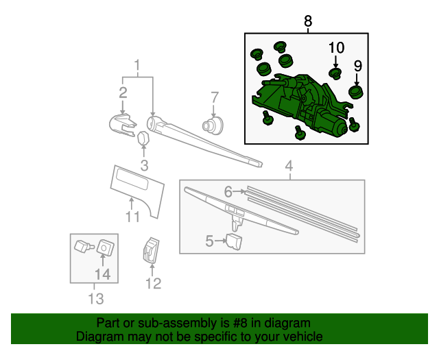 76700SZAA01 Motor Assembly Rear Windshield Wiper 20092015 Honda