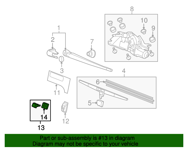 OEM 20092015 Honda Pilot Nozzle, Rear Windshield Washer 76850SZAA01