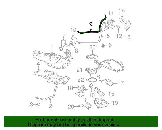 20092010 Chevrolet Cobalt Rear Vapor Canister Vent Hose 15830595 GM