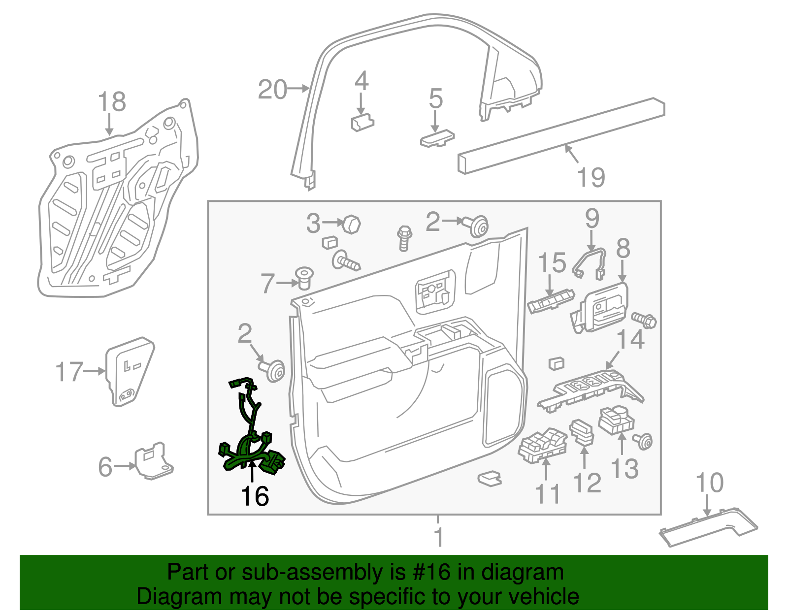 Front Driver Side Door Lock Wiring Harness - GM (84357981)