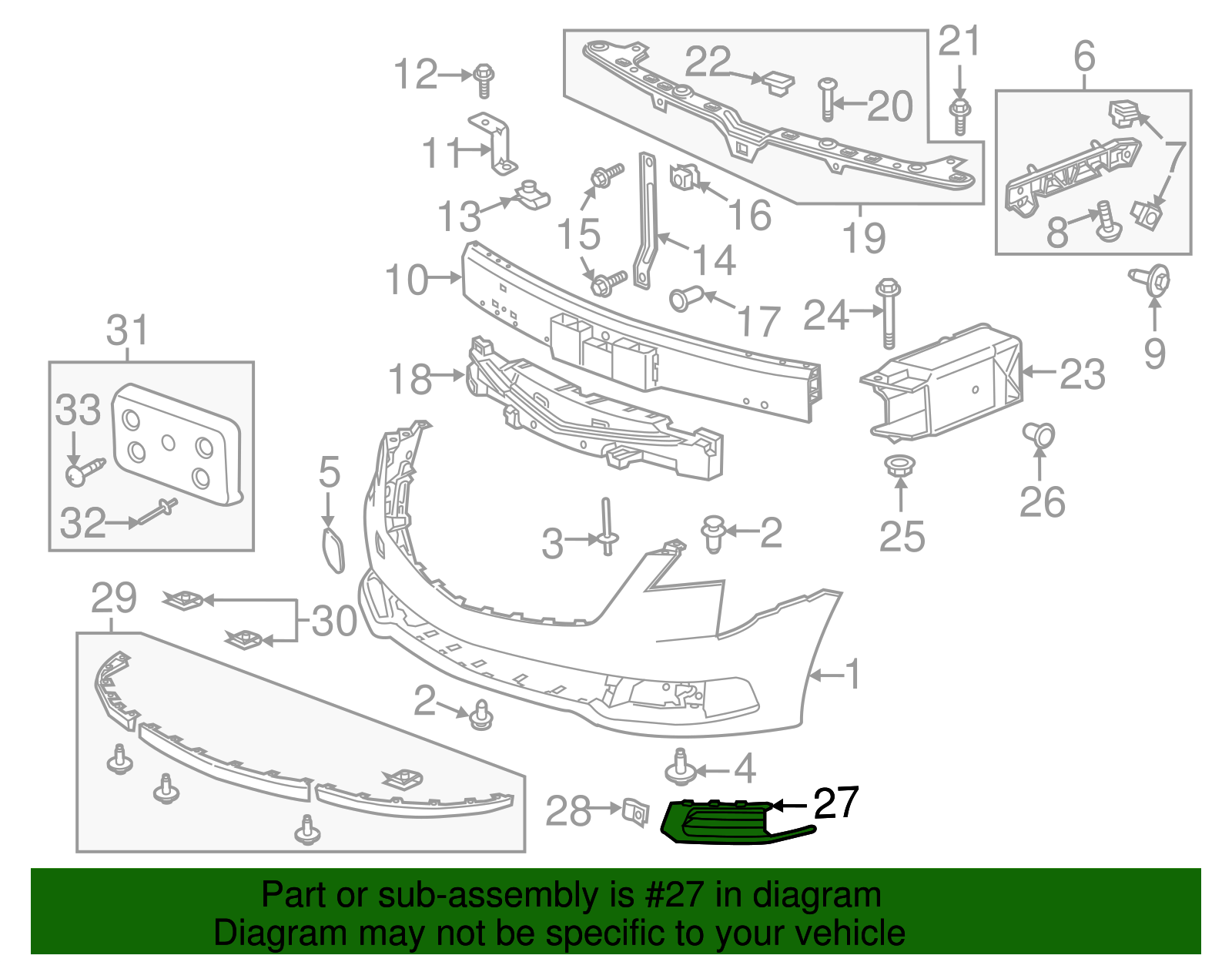 Front Driver Side Fog Lamp Bezel - Cadillac (84111712)