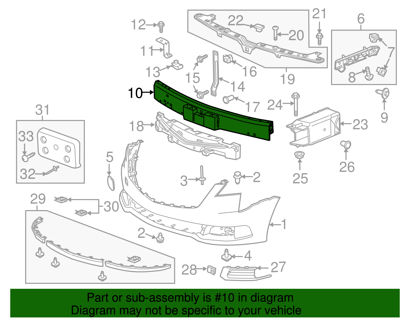Front Bumper Impact Bar - GM (84101714)