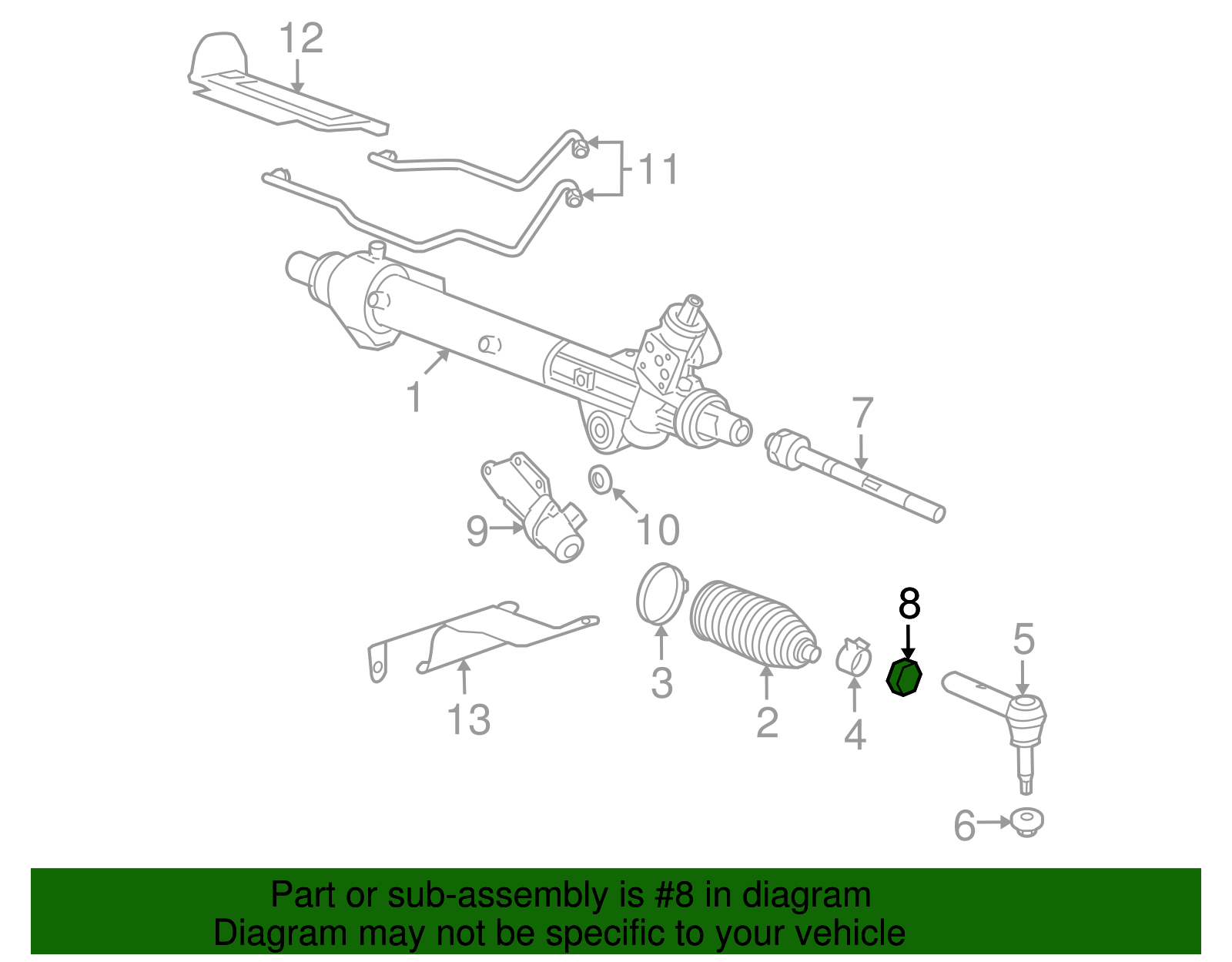 Steering Linkage Inner Tie Rod Nut - GM (11562407)