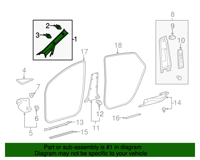 20122016 Toyota Prius V Body APillar Trim Panel 6221247132B0