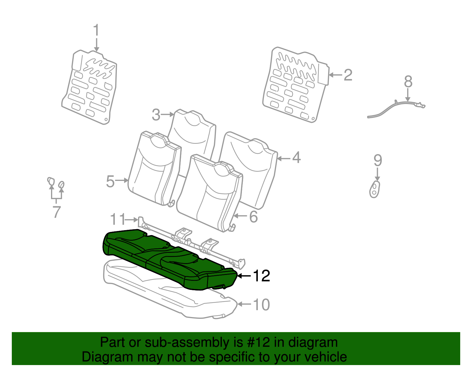 Cover Assembly, R/Seat Cushion                   *Gray - GM (10356174)