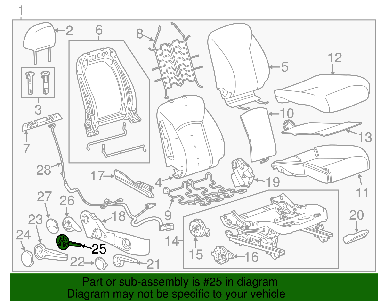Passenger Side Front Seat Vertical Actuator Lever - GM (95970418)