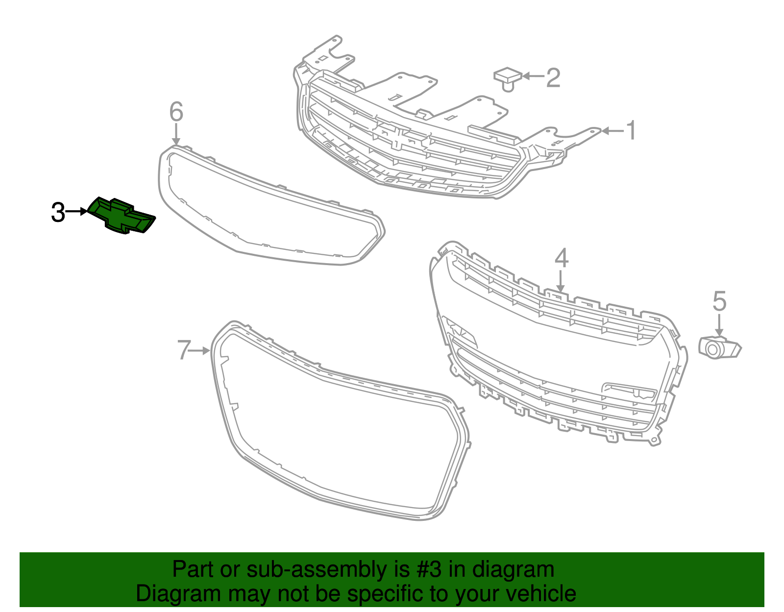 2014-2015 Chevrolet SS Service Component, Front Grille Emblem 92252453 ...