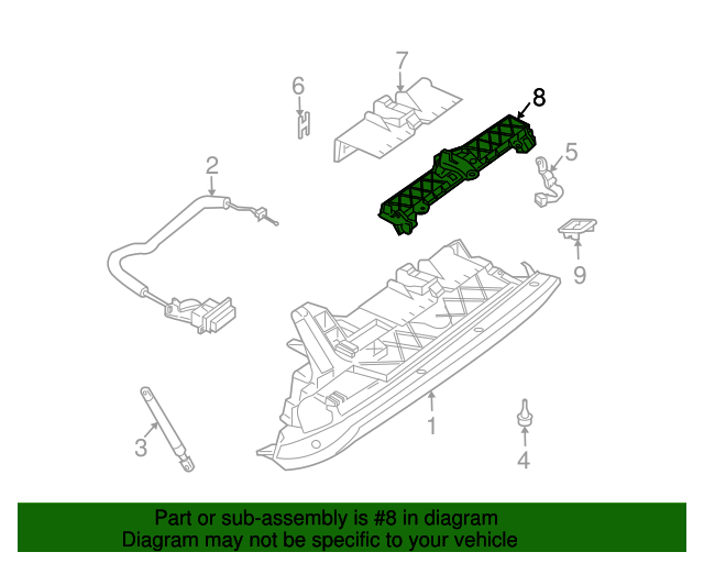 51166958222 20022010 BMW Glove Box Locking Mechanism 511646 (51166
