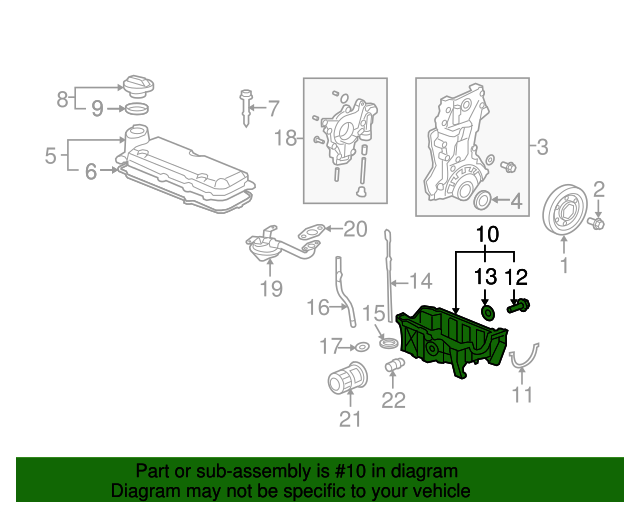 20092013 Honda Fit Pan Assembly, Oil 11200RB0000 Honda Zone Parts