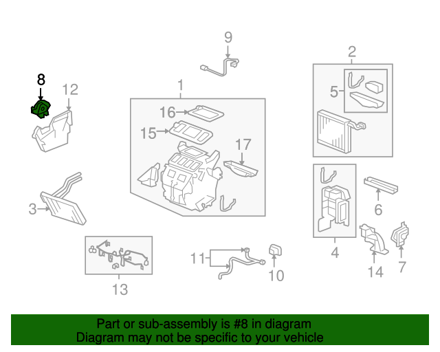 20082011 Honda CRV Motor Assembly, Air Mix (Passenger Side) 79170SXS