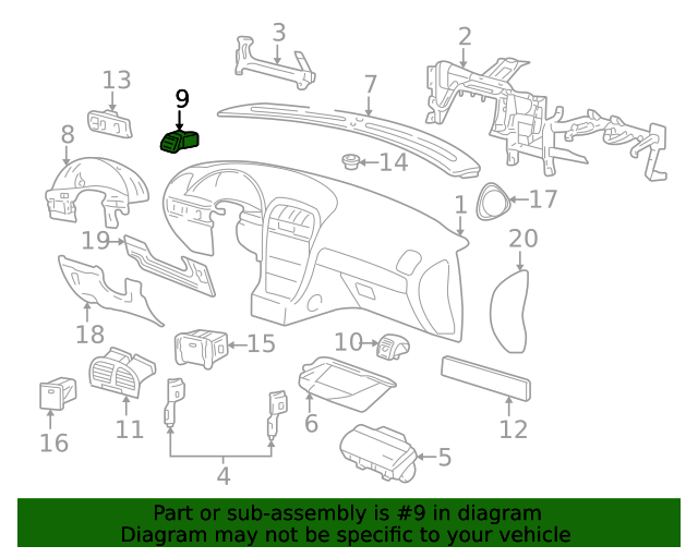 20042006 Lincoln LS Ford Thunderbird Lincoln LS Upper Dashboard AC