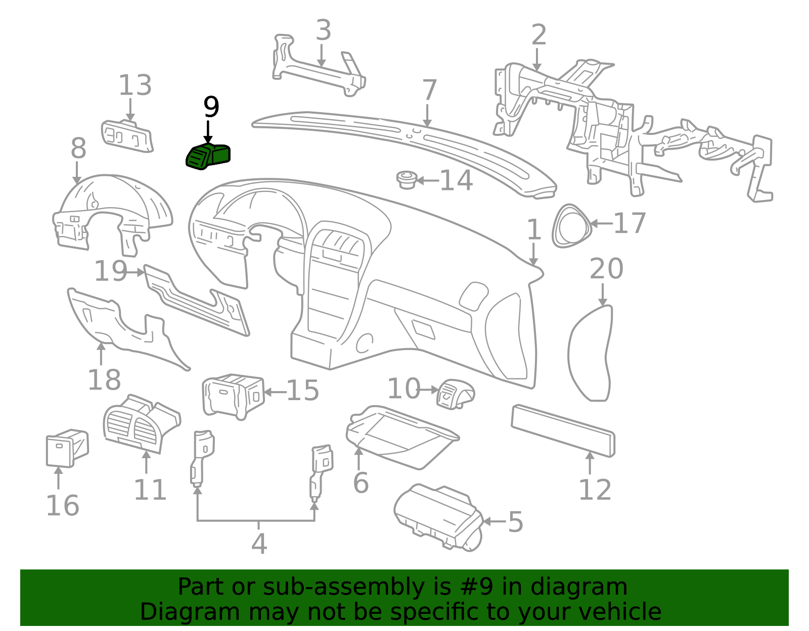 Defroster Vent - Ford (XW4Z-19E630-AAC)